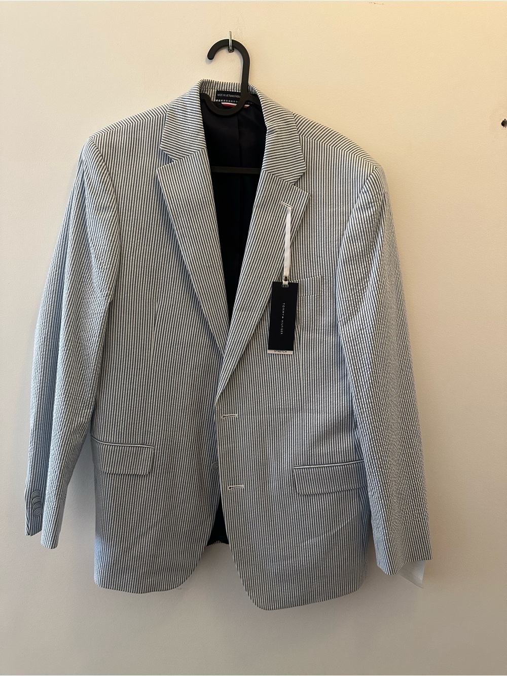 NWT Tommy Hilfiger Men's Blazer - Light Blue & White 98% cotton 2% Spandex